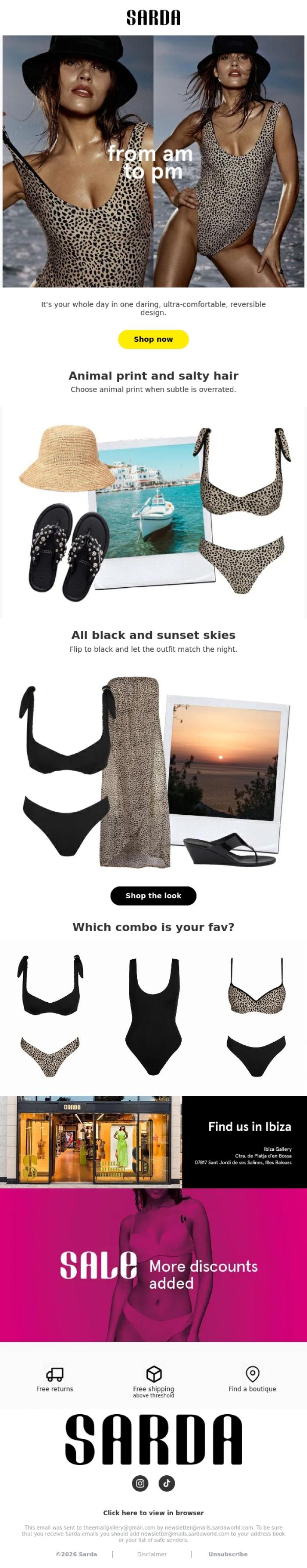 Email Design Inspiration from Sarda, The reversible bikini you'll wear on repeat