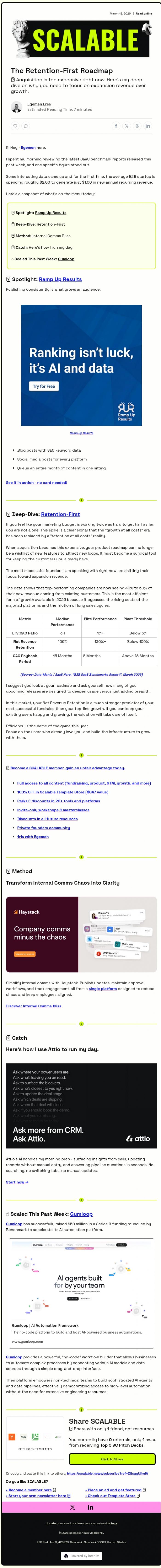 Email Design Inspiration from Scalable, The Retention-First Roadmap