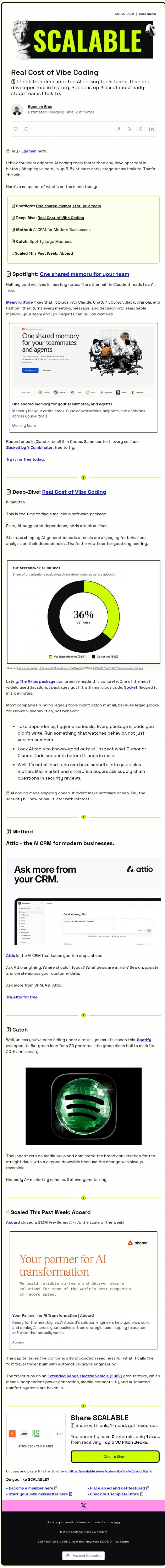 Email Design Inspiration from Scalable, Real Cost of Vibe Coding