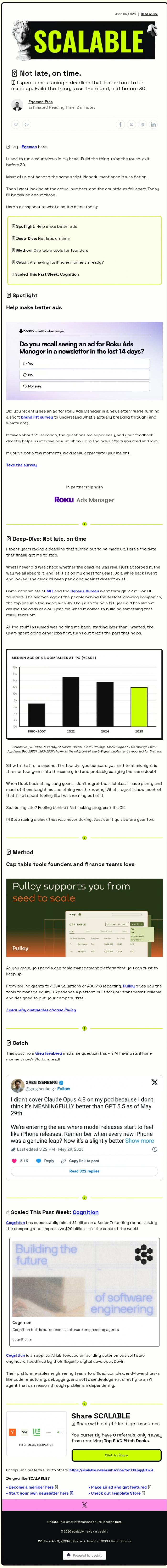 Email Design Inspiration from Scalable, 📊 Founders Peak at 45