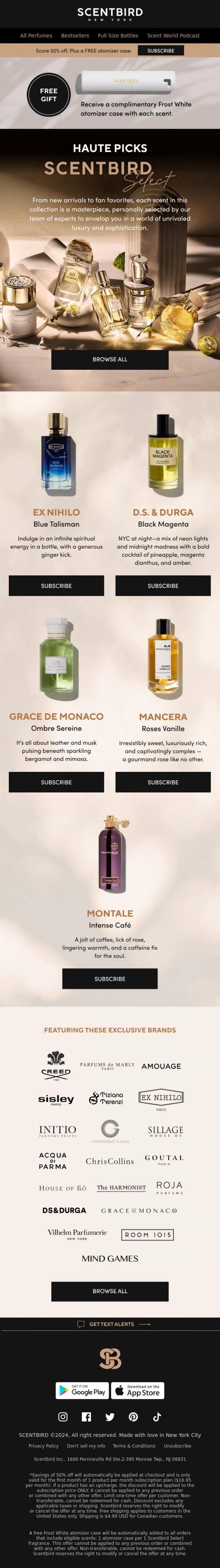 Email Design Inspiration from Scentbird, Enjoy Scentbird's Elite Scent Selections