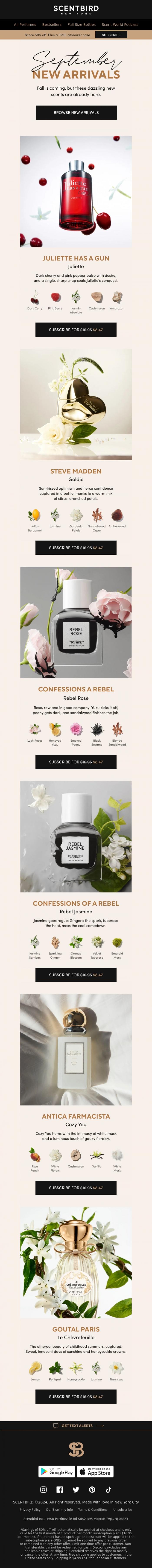 Email Design Inspiration from Scentbird, Your New Fragrance Wishlist Starts Here