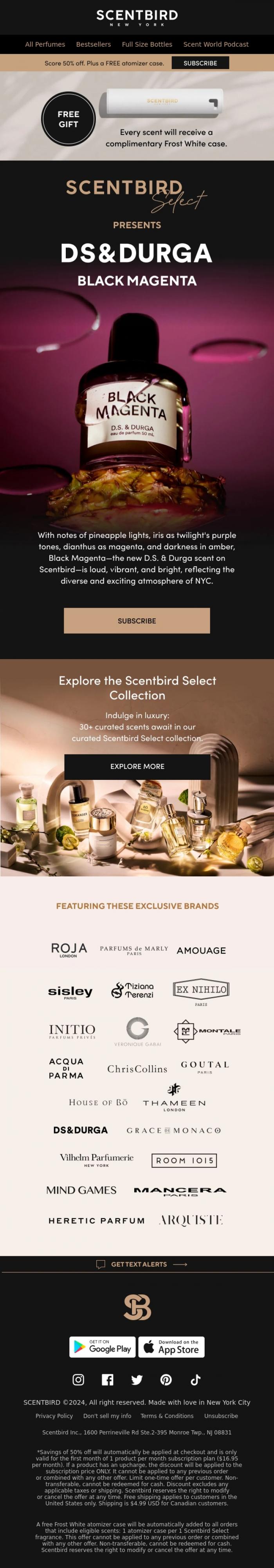 Email Design Inspiration from Scentbird, Loud, Vibrant, and Beautiful: Black Magenta on Scentbird