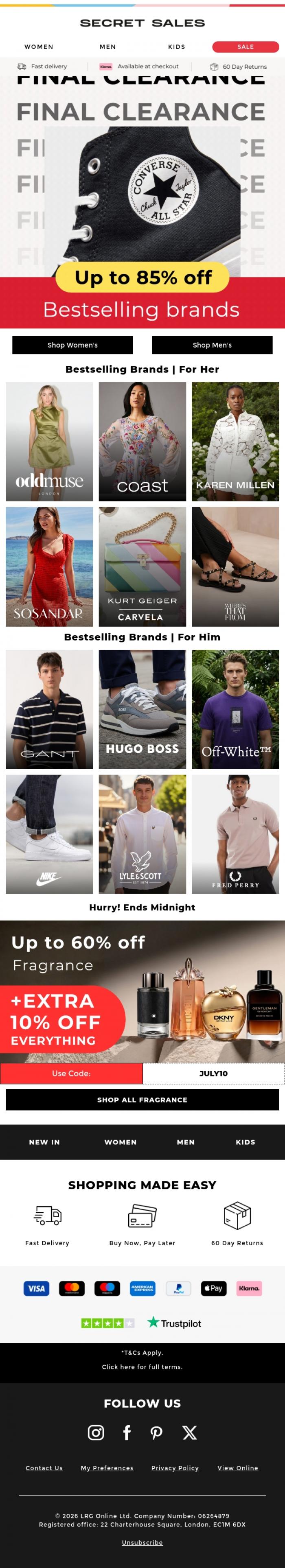 Email Design Inspiration from Secret Sales, Shop Bestselling Brands at Their Best Prices