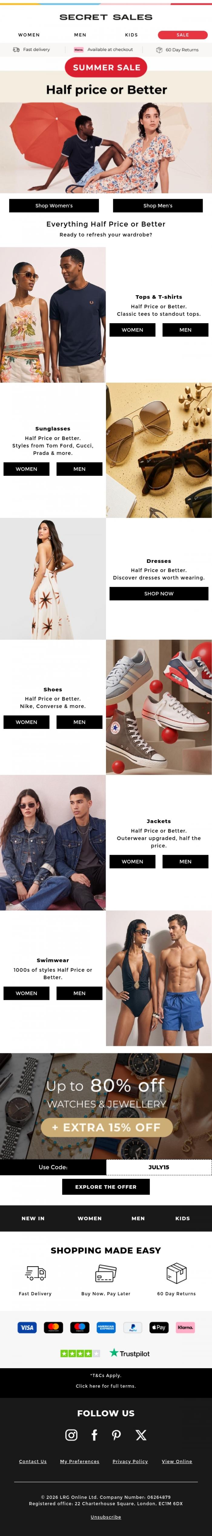Email Design Inspiration from Secret Sales, Weekend deadline: Final Clearance ends soon