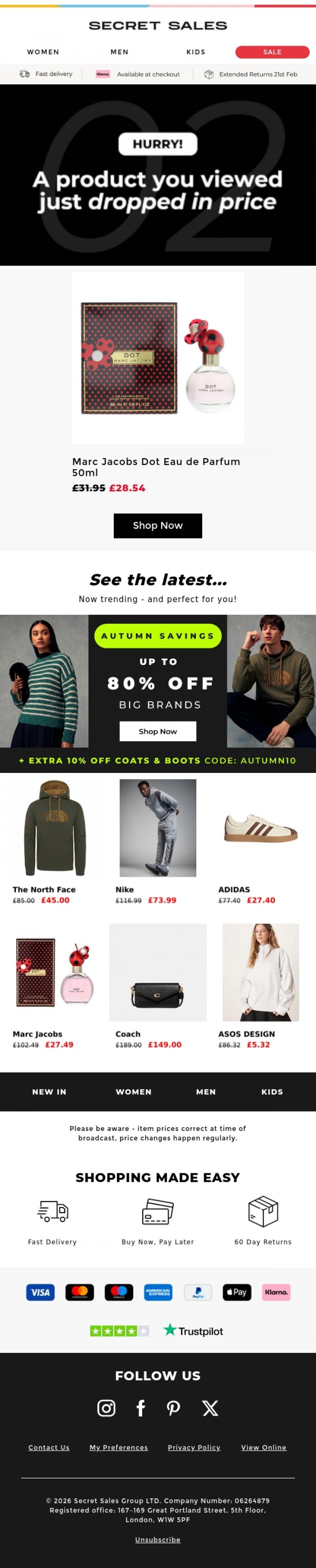 Email Design Inspiration from Secret Sales, TICK. TOCK! Time's running out on a product you love...