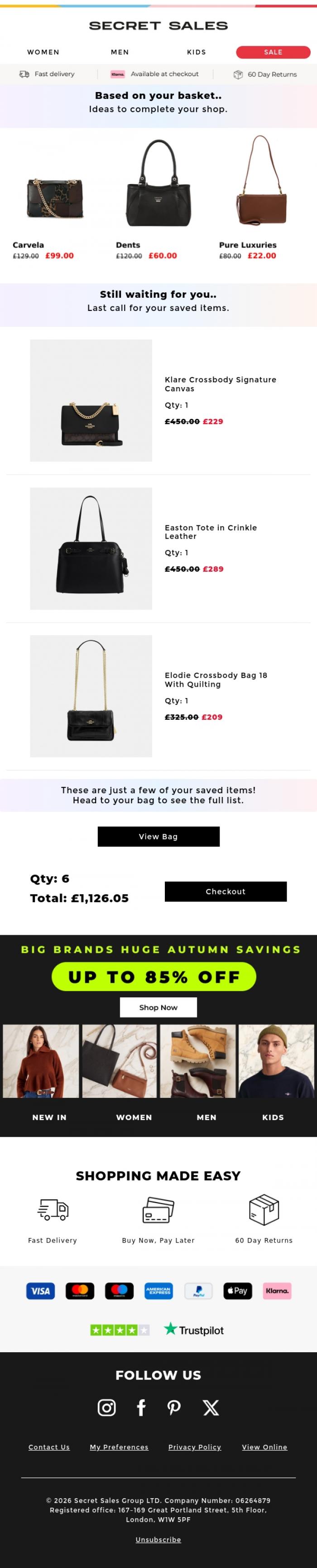 Email Design Inspiration from Secret Sales, Ideas to complete your shop!