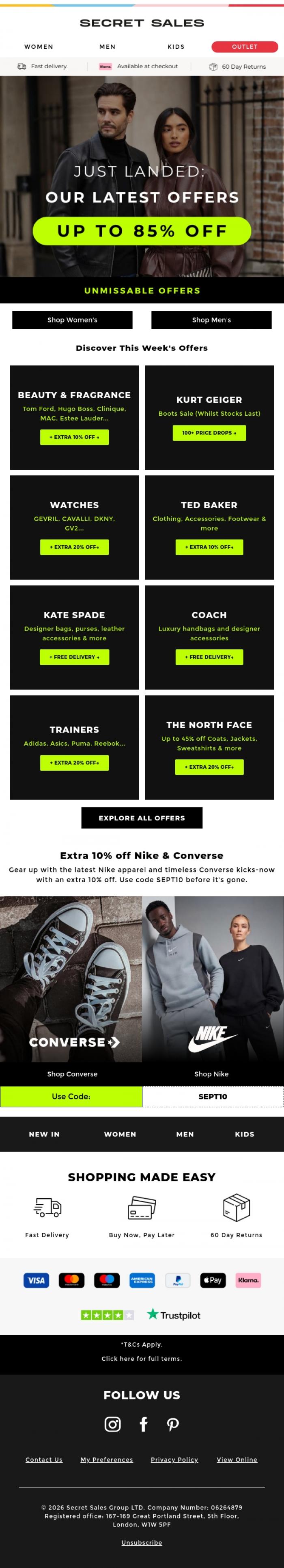 Email Design Inspiration from Secret Sales, Your Weekly Lineup: Unmissable Offers