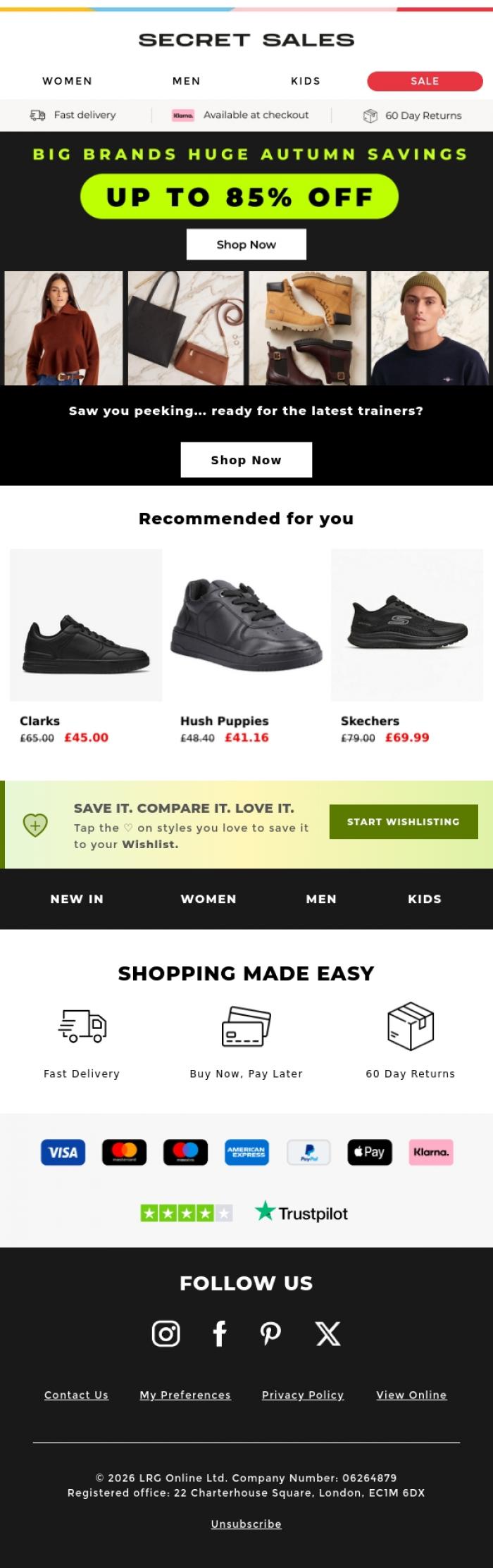 Email Design Inspiration from Secret Sales, Remember these trainers?