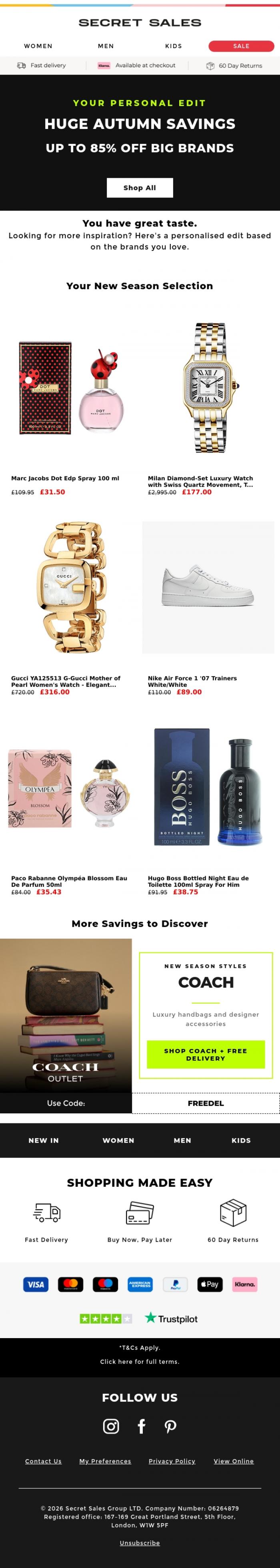 Email Design Inspiration from Secret Sales, This edit is inspired by you (plus an extra offer inside)