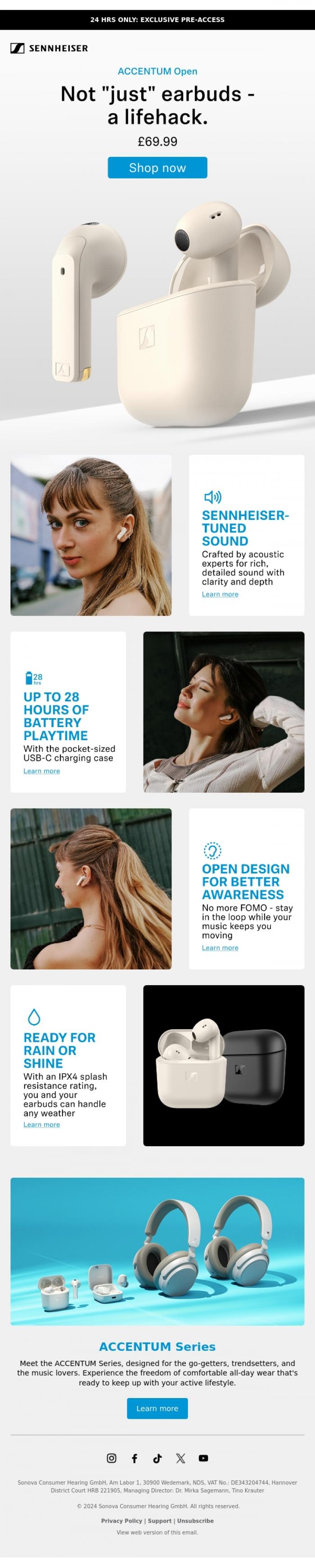 Email Design Inspiration from Sennheiser Hearing, Pssst! Not dropped yet, except for you.