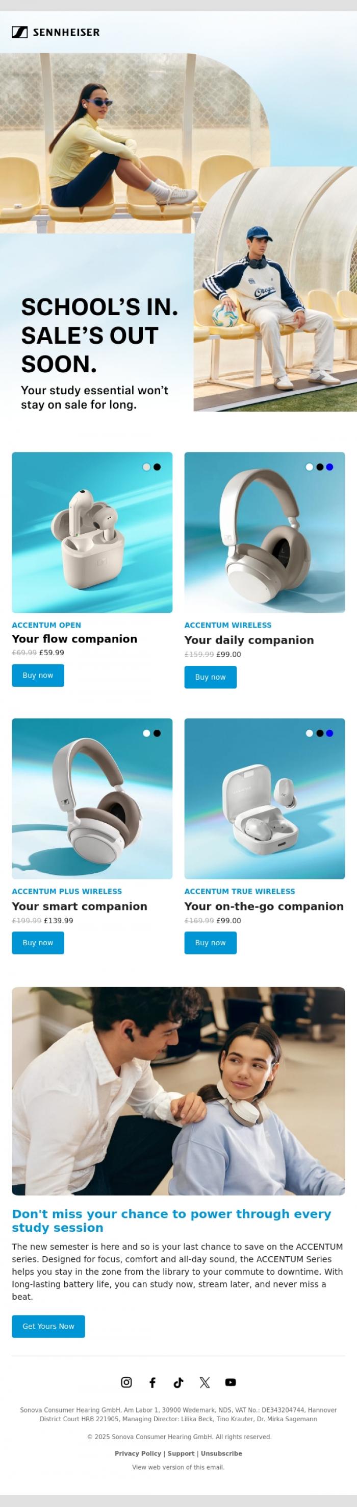 Email Design Inspiration from Sennheiser Hearing, Deadline Alert: Final days to save on ACCENTUM 🎧