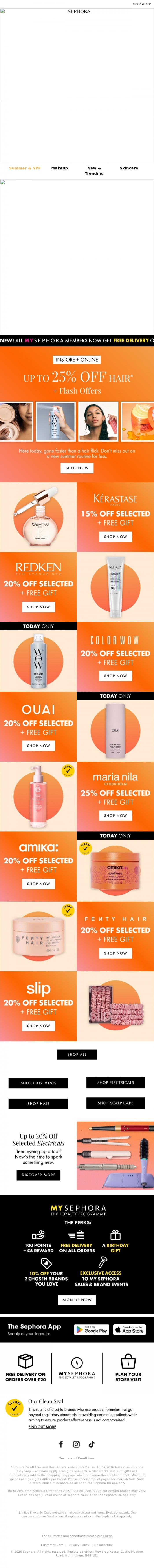 Email Design Inspiration from SEPHORA UK, You're going to love these haircare offers✨
