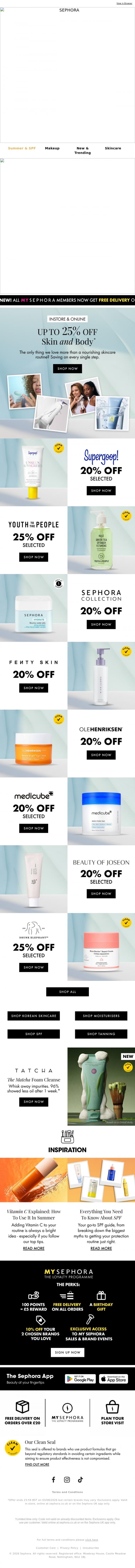Email Design Inspiration from SEPHORA UK, UP TO 25% OFF SKIN & BODY!✨
