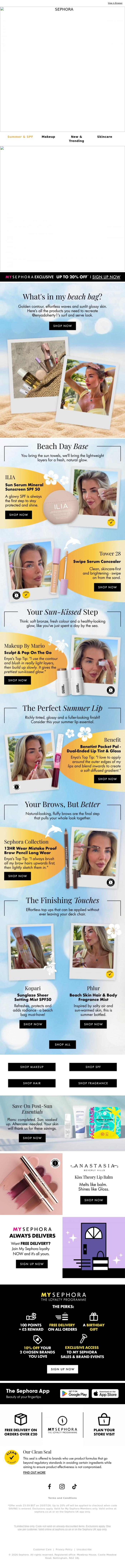 Email Design Inspiration from SEPHORA UK, Meet the beach bag of the summer ☀️🧺