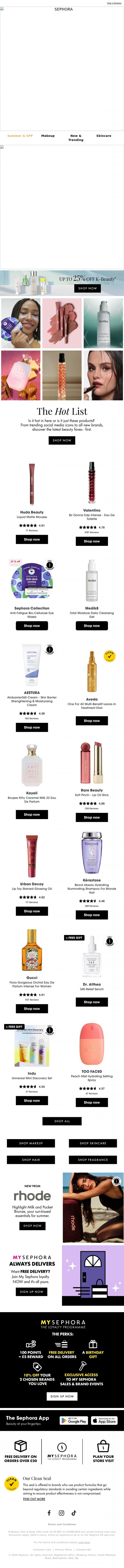 Email Design Inspiration from SEPHORA UK, NEW Huda Beauty, Valentino, Kayali & more