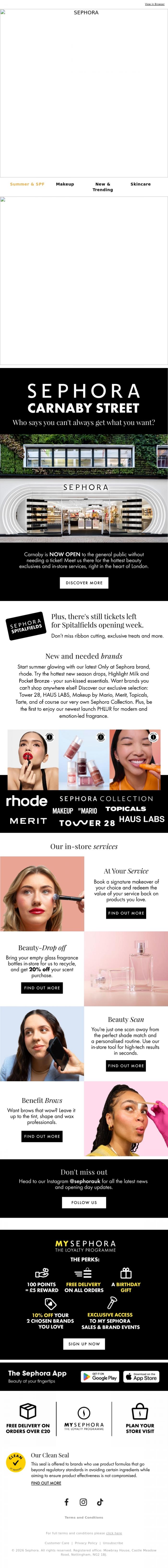 Email Design Inspiration from SEPHORA UK, Sephora has arrived in Carnaby Street 🎉