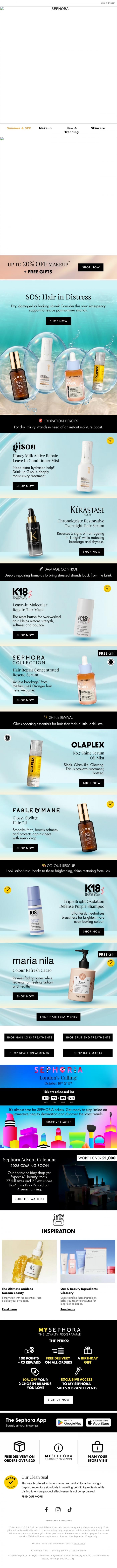 Email Design Inspiration from SEPHORA UK, Your hair called 📞 It's ready for a rescue 👀