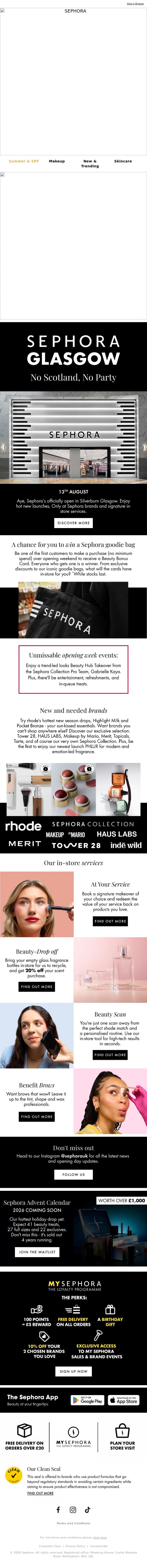 Email Design Inspiration from SEPHORA UK, Sephora's has landed in Glasgow!