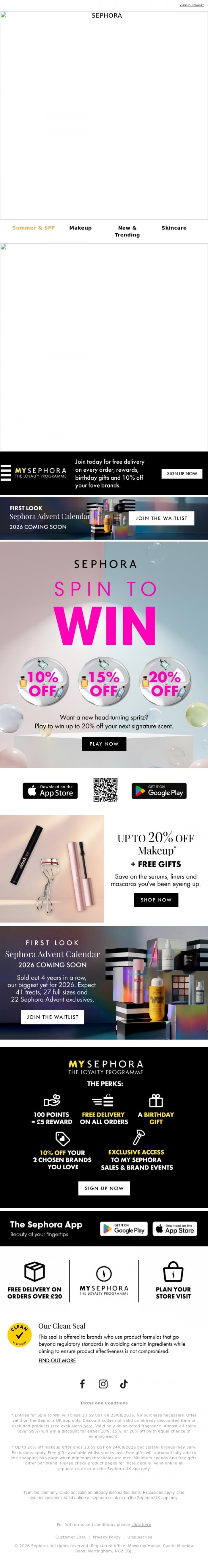 Email Design Inspiration from SEPHORA UK, SPIN TO WIN ✨ Fragrance Week ending strong...