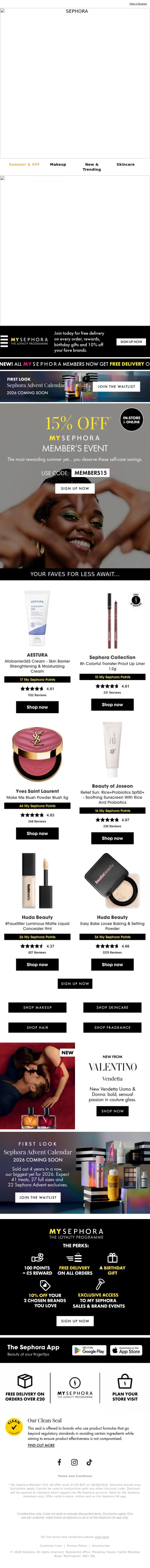 Email Design Inspiration from SEPHORA UK, 15% Off Continues👀... | My Sephora Exclusive