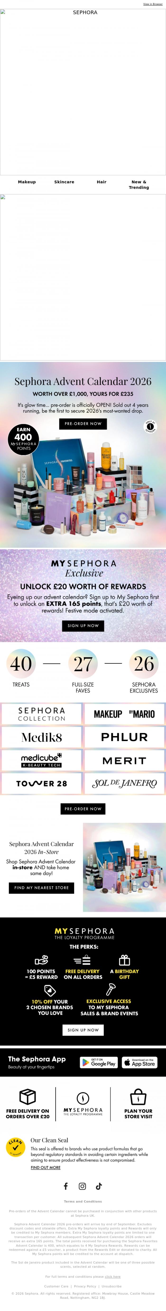 Email Design Inspiration from SEPHORA UK, ✨ADVENT CALENDAR PRE-ORDER IS HERE ✨