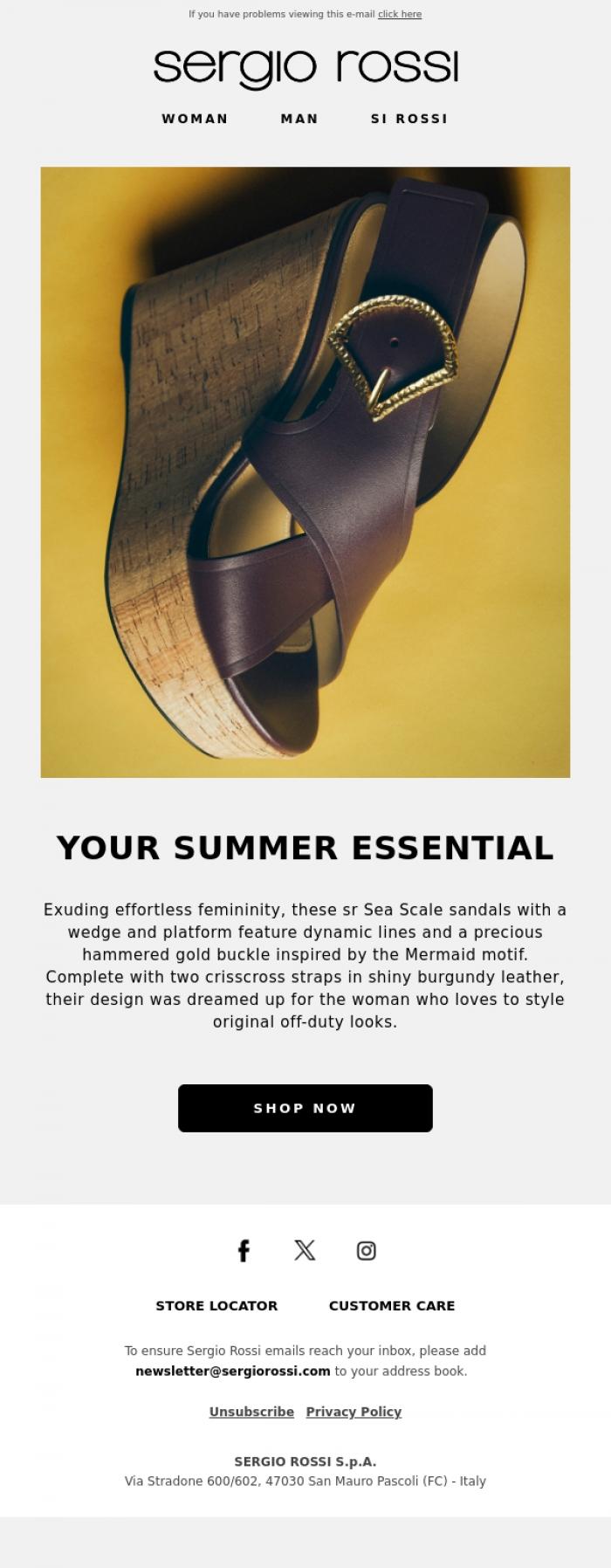 Email Design Inspiration from Sergio Rossi, sr Sea Scale: effortless femininity
