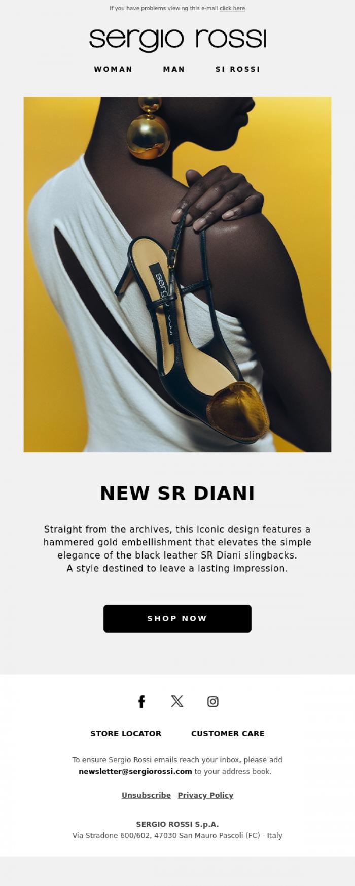 Email Design Inspiration from Sergio Rossi, Distinctive details