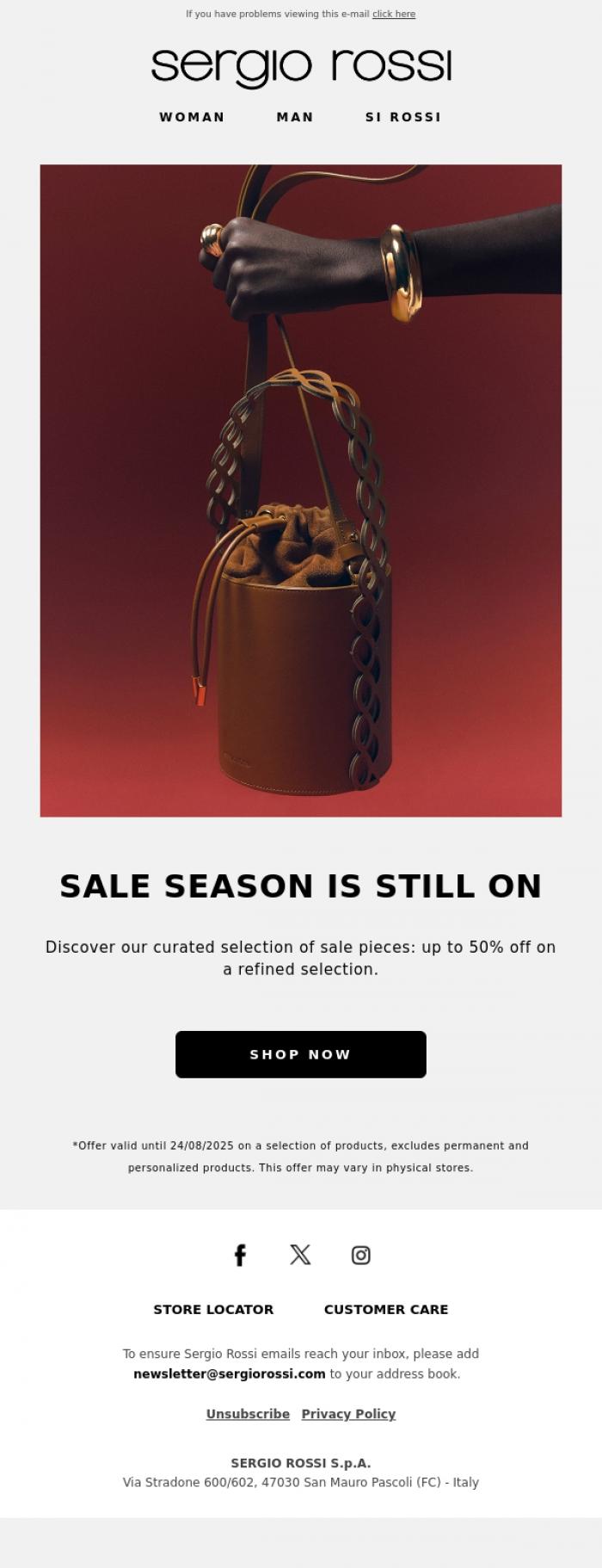 Email Design Inspiration from Sergio Rossi, Sergio Rossi | Sales