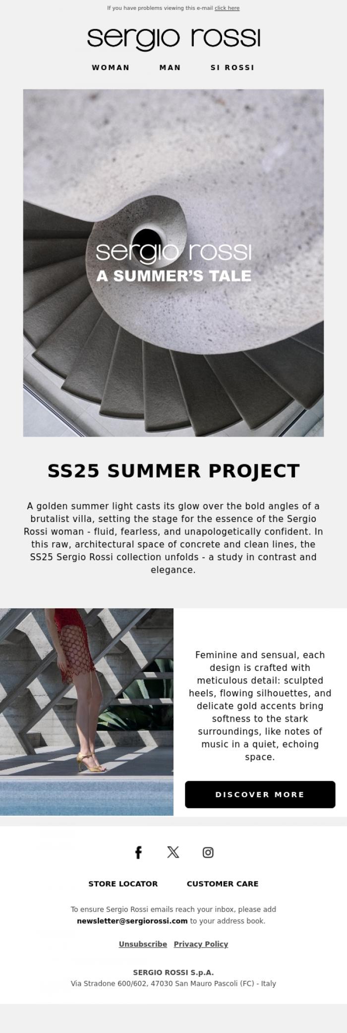 Email Design Inspiration from Sergio Rossi, A Summer's Tale