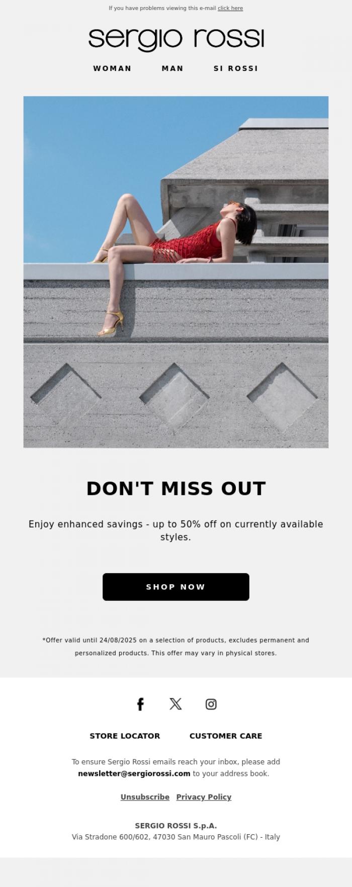 Email Design Inspiration from Sergio Rossi, Surprises are not over yet