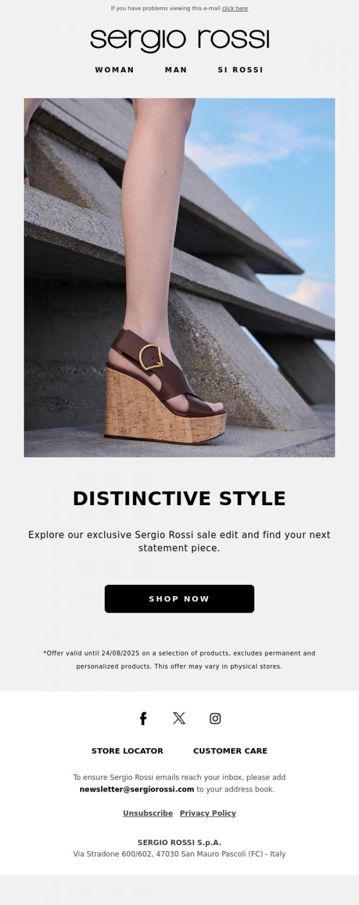 Email Design Inspiration from Sergio Rossi, Your favorite models at incredible prices