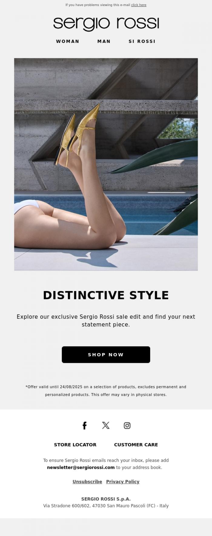 Email Design Inspiration from Sergio Rossi, Your favorite models at incredible prices