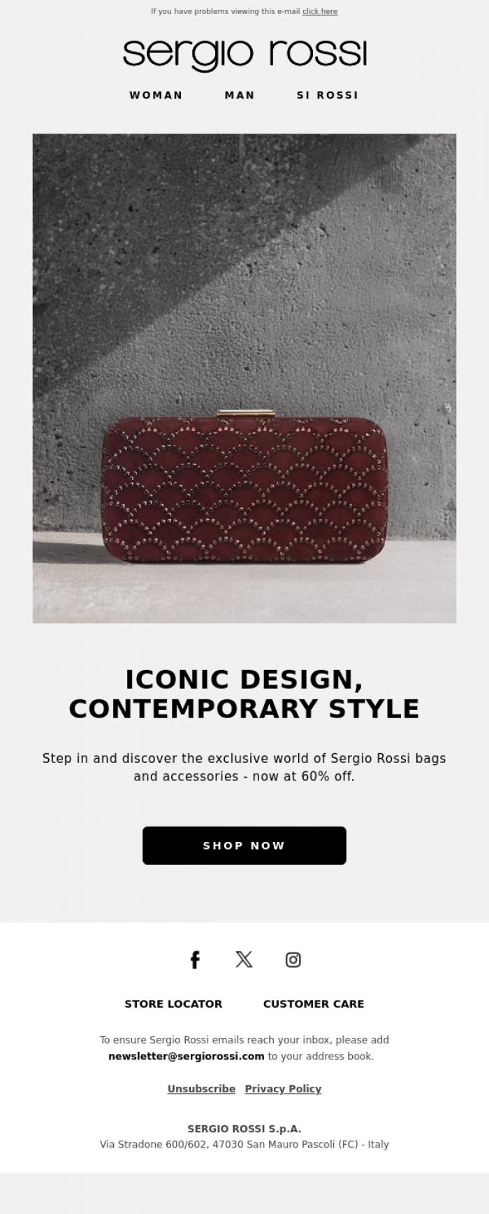 Email Design Inspiration from Sergio Rossi, Elevate your bag collection now