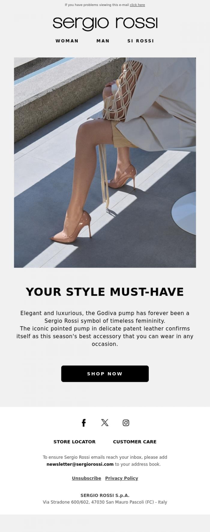 Email Design Inspiration from Sergio Rossi, Godiva: icon forever