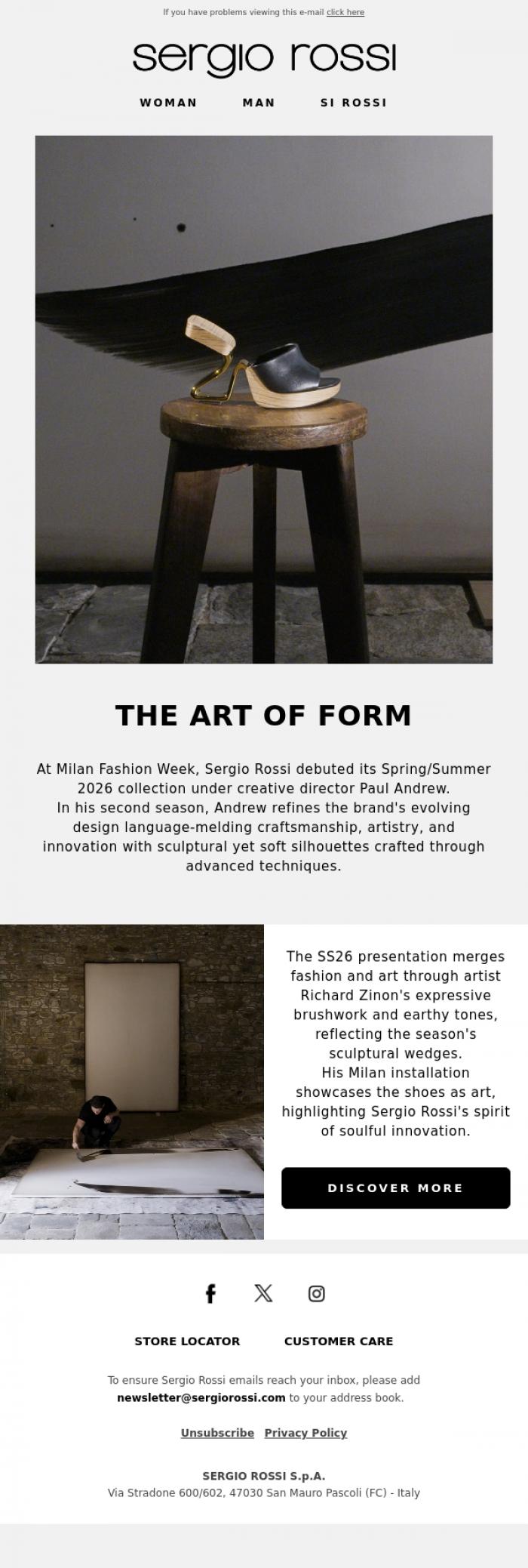 Email Design Inspiration from Sergio Rossi, THE ART OF FORM