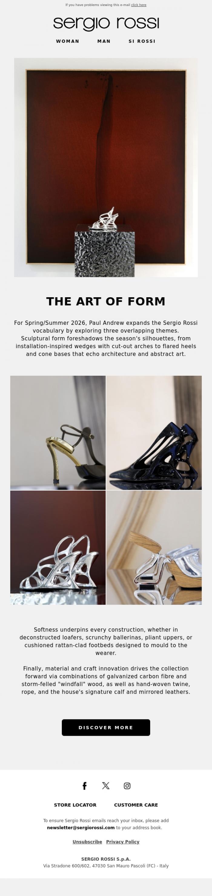 Email Design Inspiration from Sergio Rossi, The Art of Form