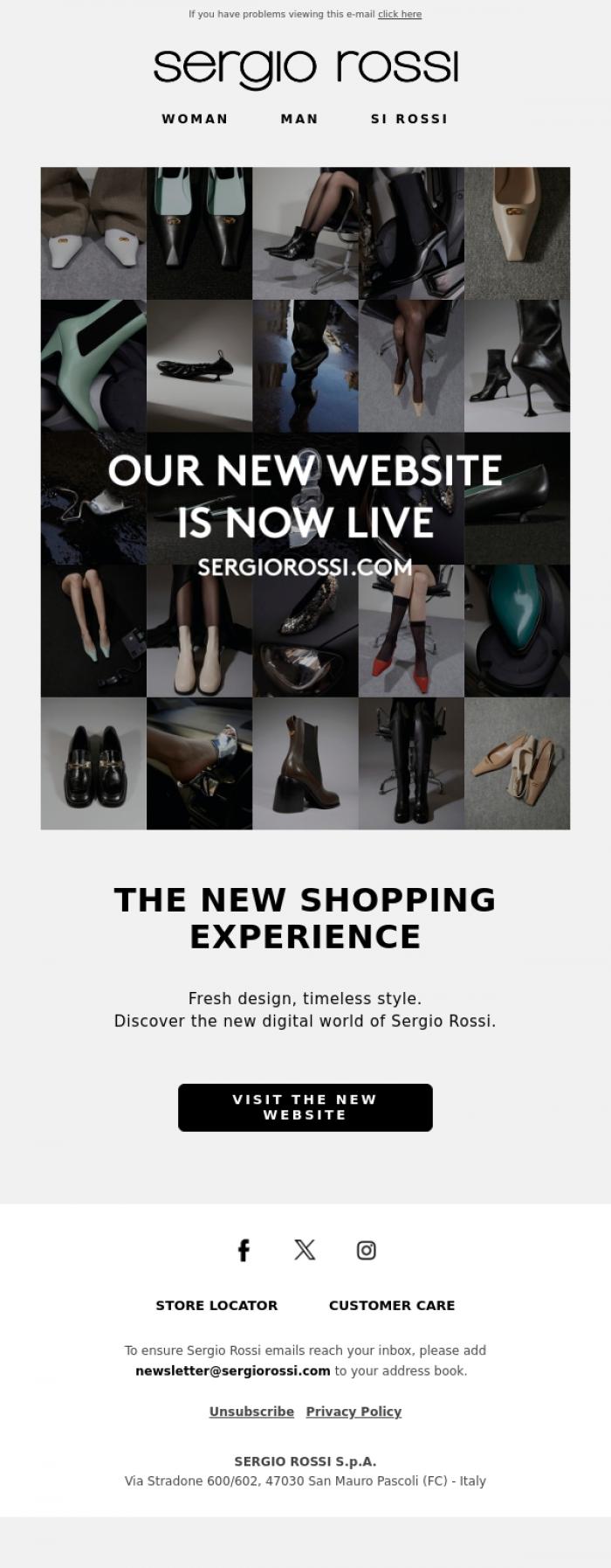Email Design Inspiration from Sergio Rossi, Explore the new Sergio Rossi website