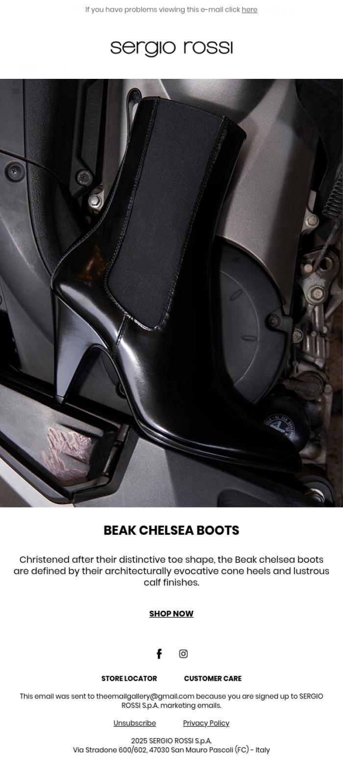 Email Design Inspiration from Sergio Rossi, Introducing Beak booties &nbsp;