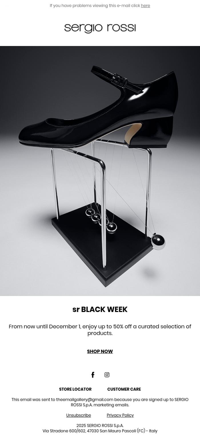 Email Design Inspiration from Sergio Rossi, Sergio Rossi Black Week &nbsp;