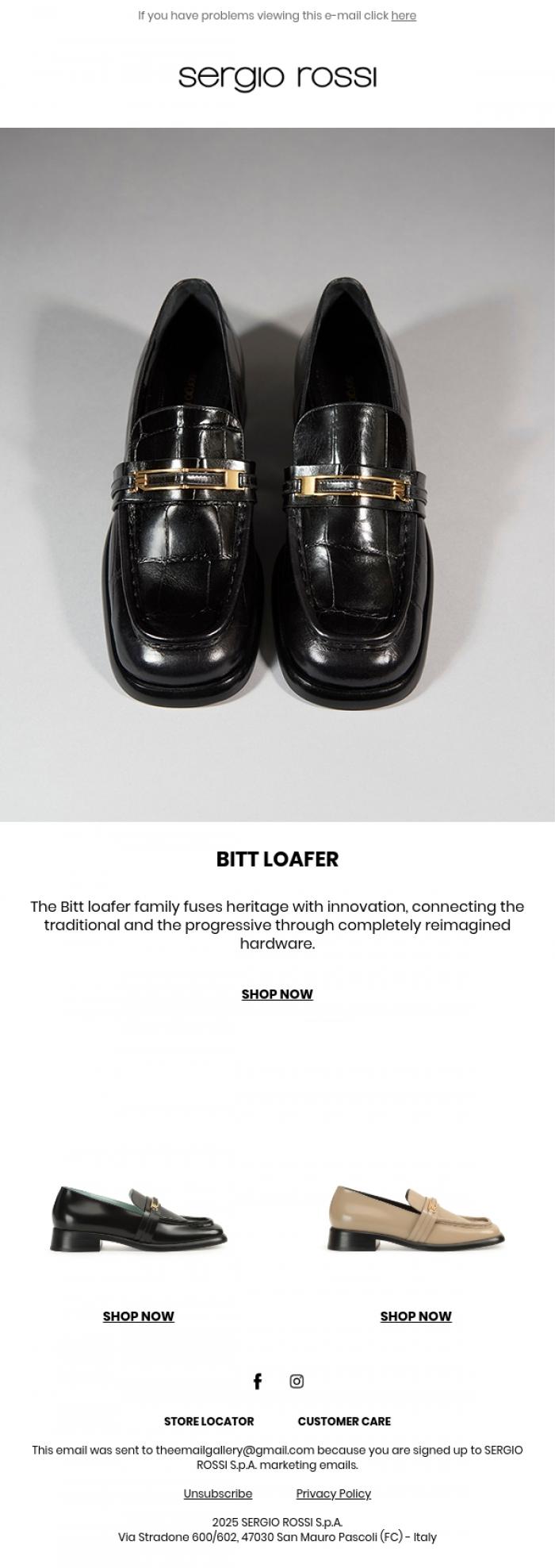 Email Design Inspiration from Sergio Rossi, New in: Bitt loafer &nbsp;
