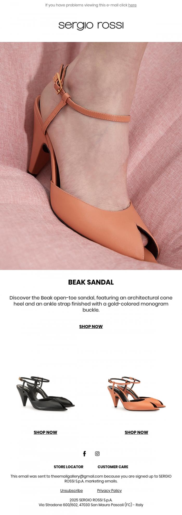 Email Design Inspiration from Sergio Rossi, New Beak sandal &nbsp;