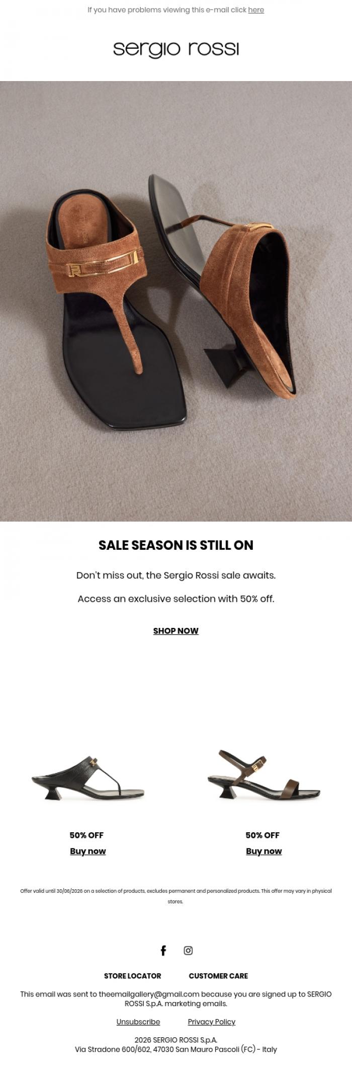 Email Design Inspiration from Sergio Rossi, Sergio Rossi Sales &nbsp;