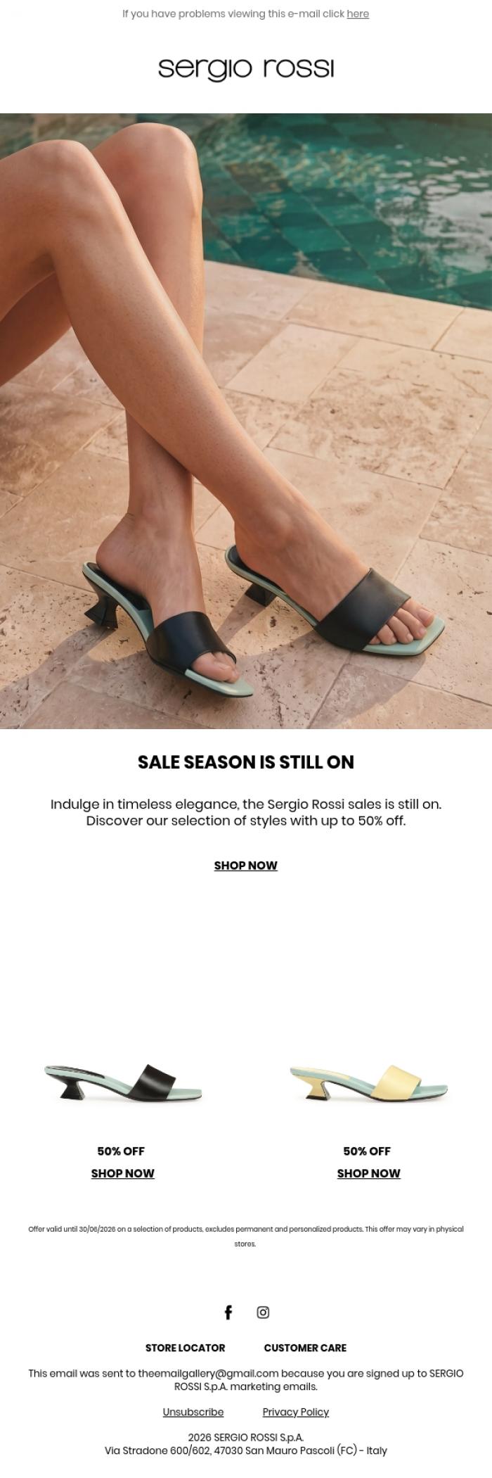 Email Design Inspiration from Sergio Rossi, Sergio Rossi Sales &nbsp;