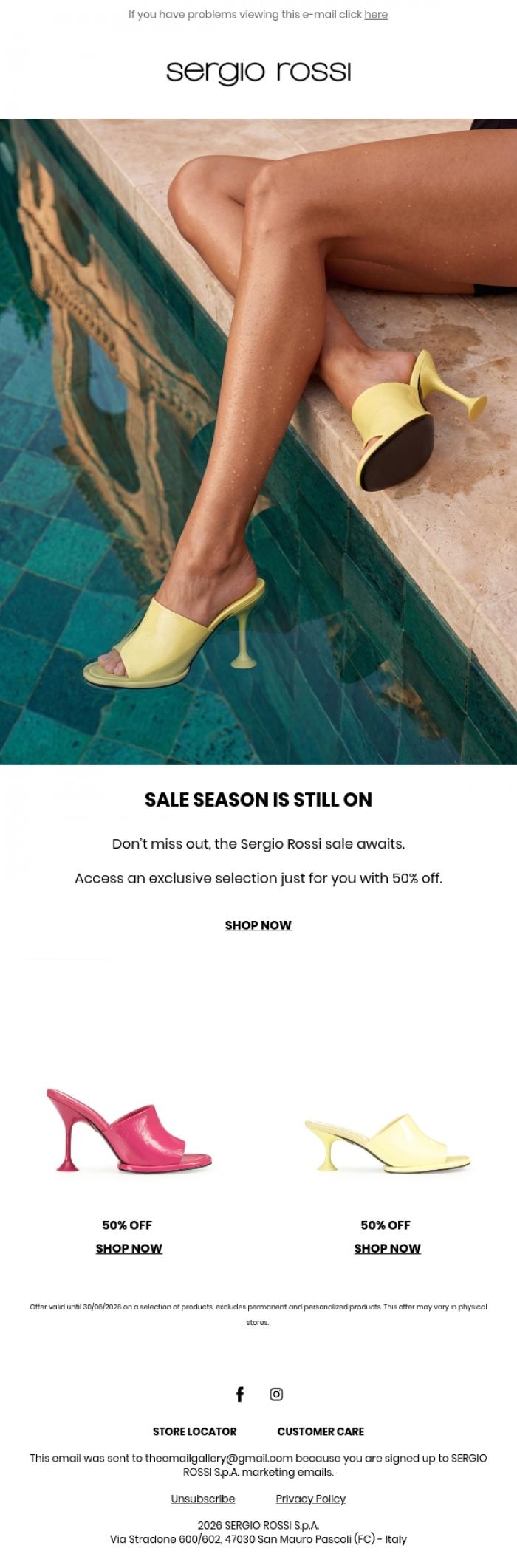 Email Design Inspiration from Sergio Rossi, Sergio Rossi Sales &nbsp;