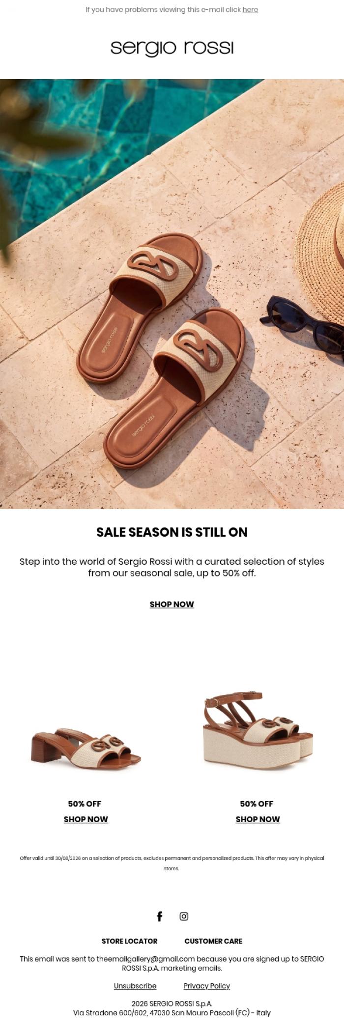 Email Design Inspiration from Sergio Rossi, Sergio Rossi Sales &nbsp;