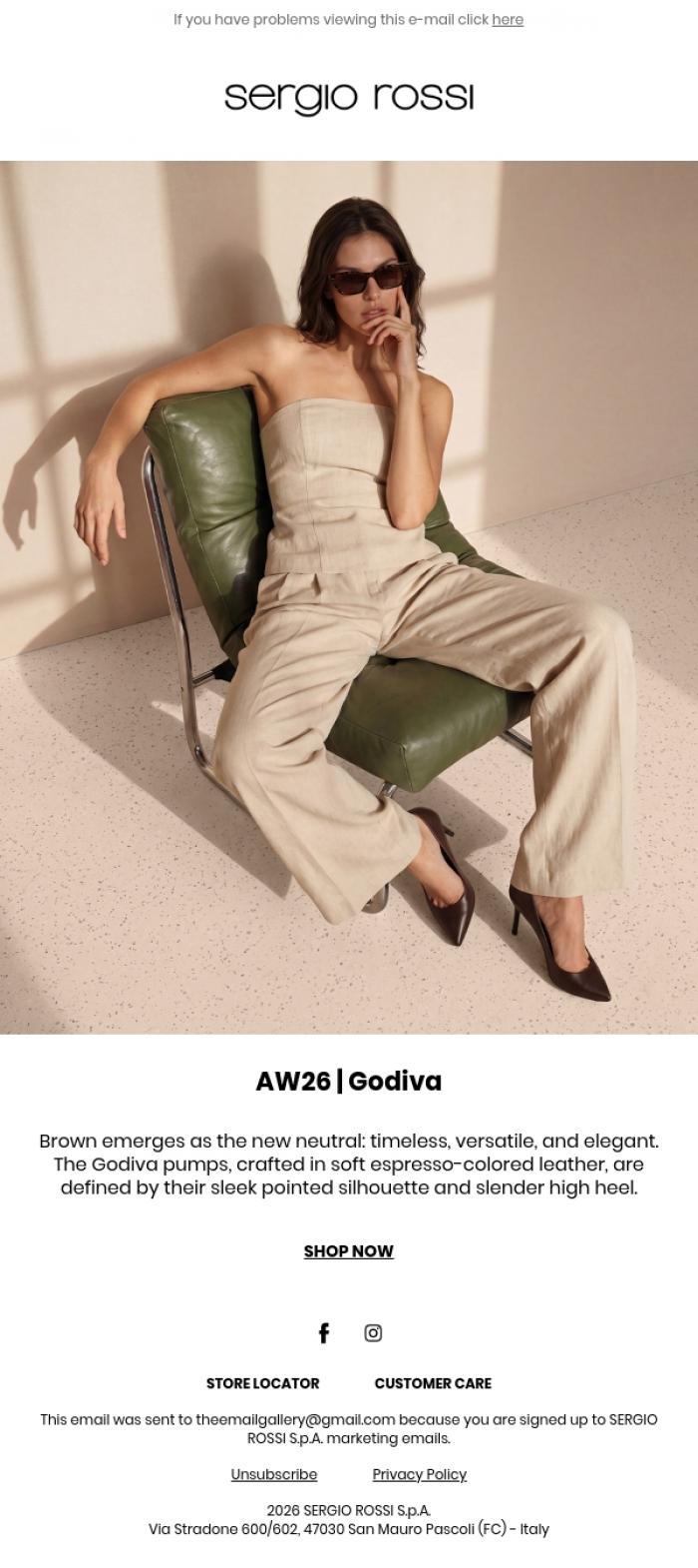 Email Design Inspiration from Sergio Rossi, Autumn/Winter 2026 &nbsp;