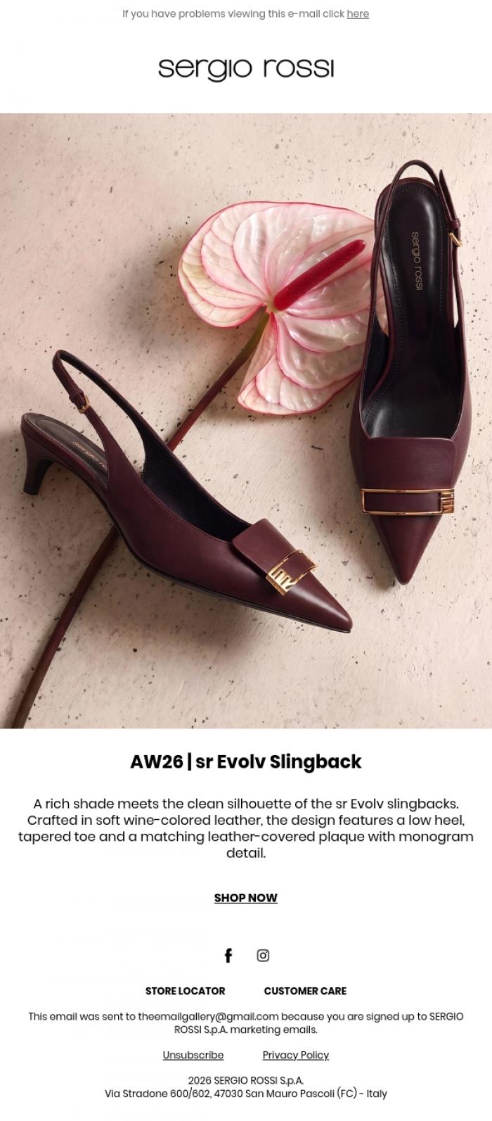 Email Design Inspiration from Sergio Rossi, Autumn/Winter 2026 &nbsp;