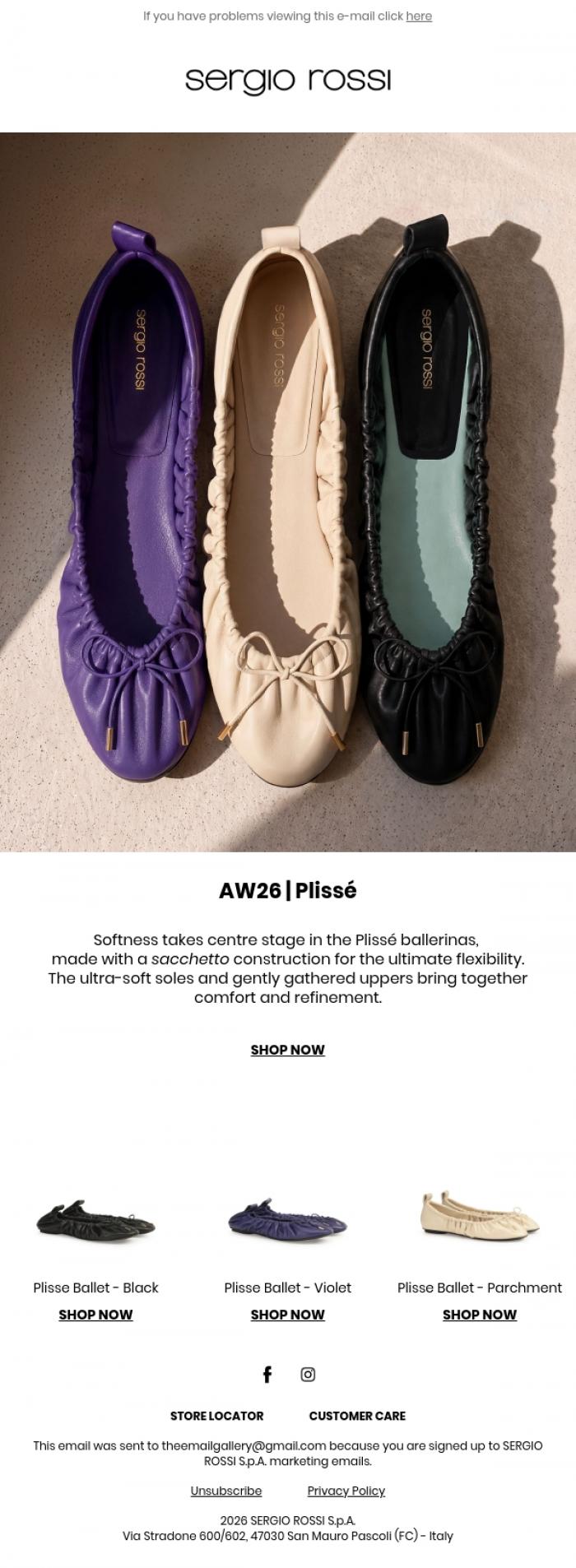 Email Design Inspiration from Sergio Rossi, Autumn/Winter 2026 &nbsp;