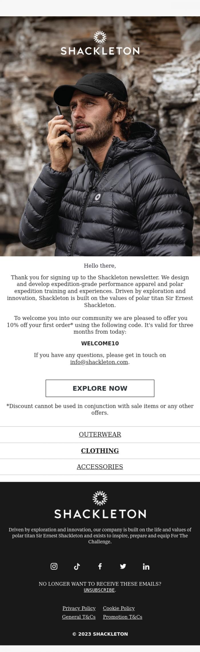 Email Design Inspiration from Shackleton, WELCOME TO SHACKLETON